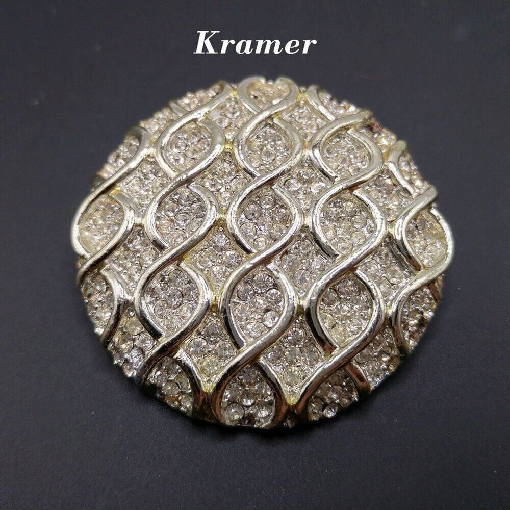 Vintage Kramer Rhinestone Brooch, Figure 8 Design, Missing Stones, Repair Pin